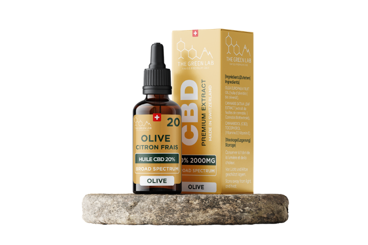 [THE GREEN LAB] Huile Olive Citron Broad Spectrum THC<0% CBD<20% - 10ml