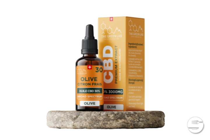 [THE GREEN LAB] Huile Olive Citron Broad Spectrum THC<0% CBD<30% - 30ml