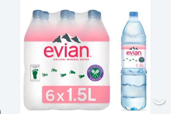 Evian Still Natural Mineral Water, 6x1.5L