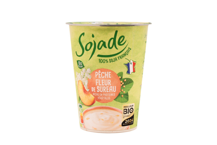 Dessert végétal pêche-fleur de sureau